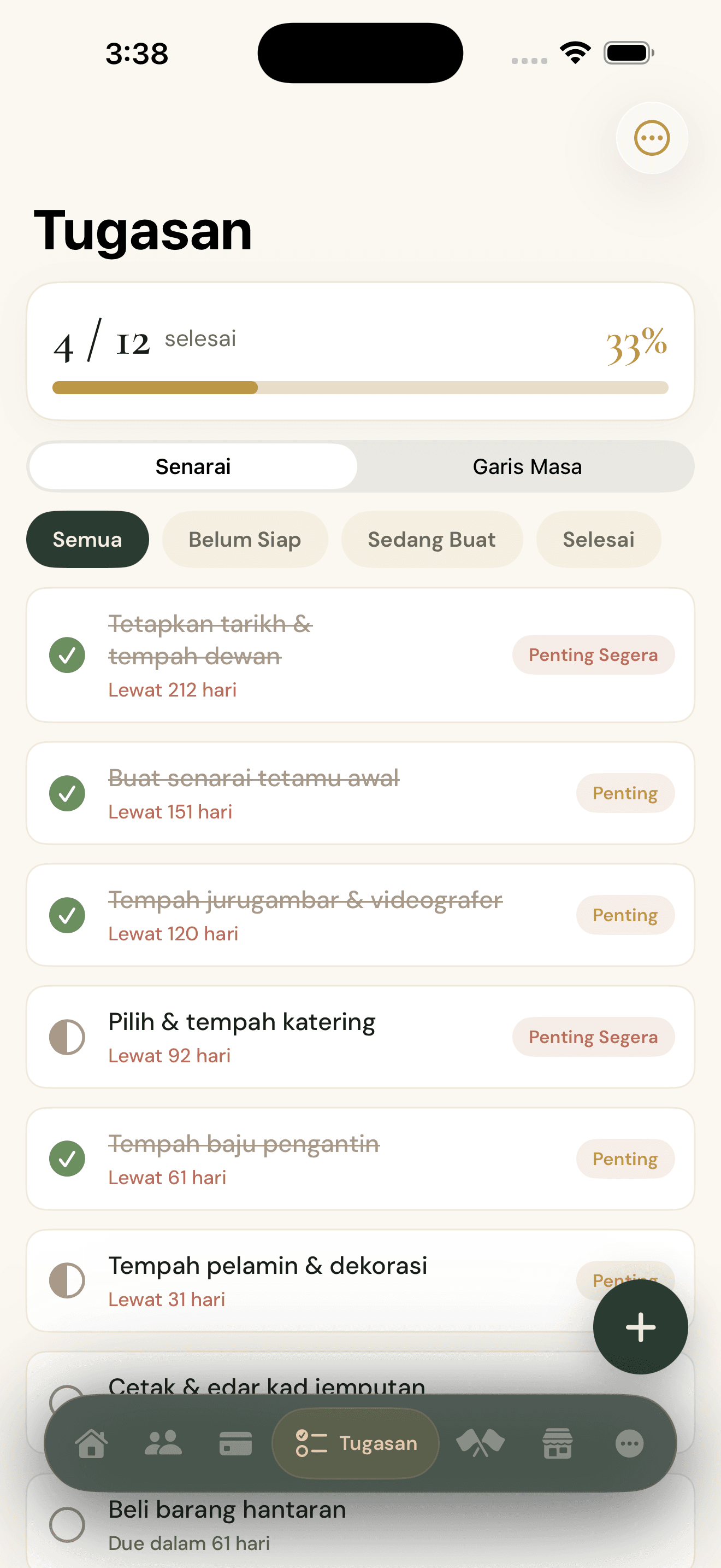 Senarai Tugasan & Rundown — Rinung iOS app screenshot
